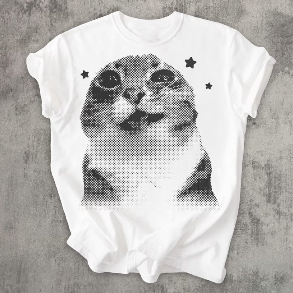 Funny Cat Graphic T-Shirt, Silly Shirt, Retro Cats Lovers Gift Shirt